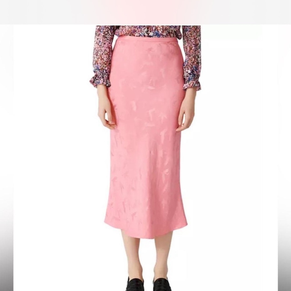 Maje midi jacquard satin Elegant Pink Women's Skirt